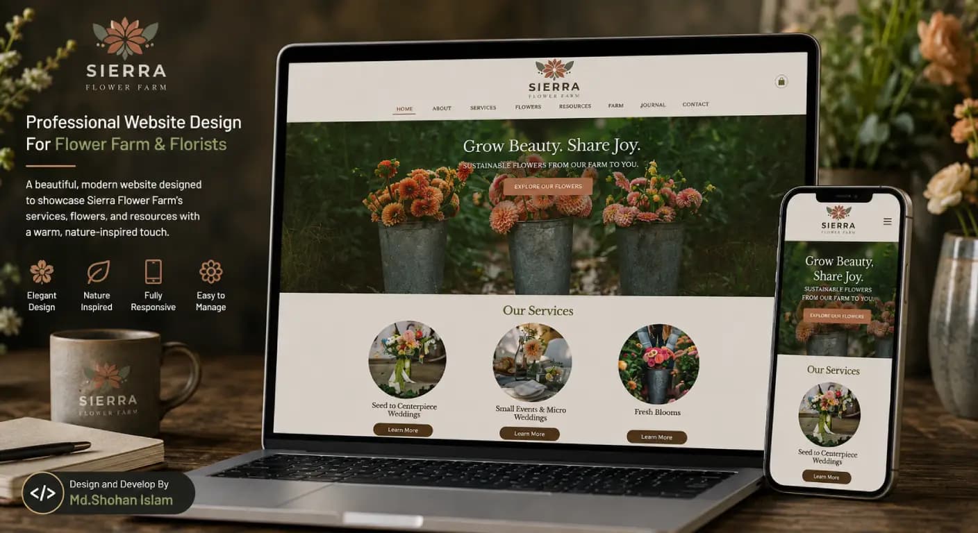 Sierra Flower Farm Squarespace Website - Md. Shohan Islam